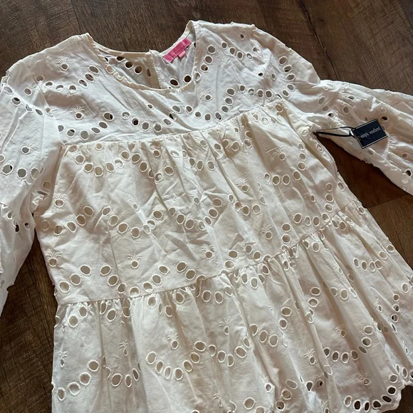 Women's Simply Southern Blouse XXL White Eyelet Long Sleeve - Picture 3 of 11